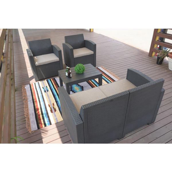 ガーデン ソファ ガーデン リビング 4点セット ODS-102DB ラタン風 ダーク 濃茶 |  | 14