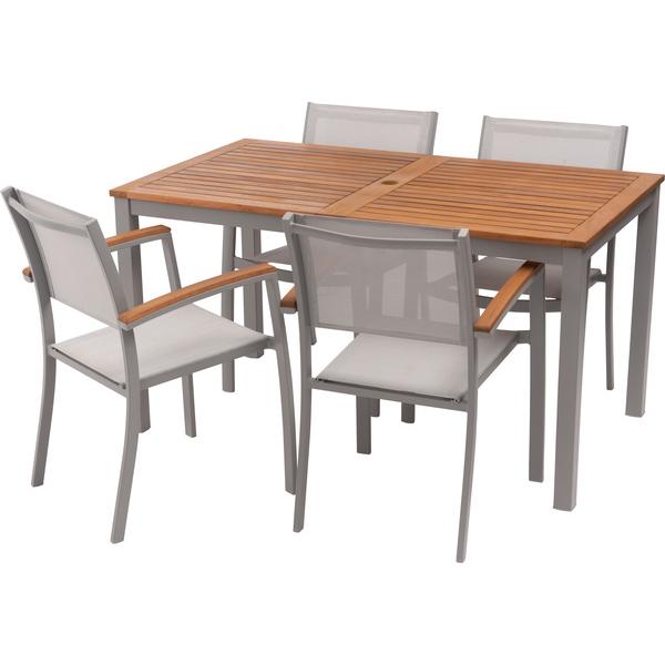 オリー チェア チェア 椅子 屋外 イス ガーデン ベランダ 積み重ね メッシュ生地 天然木 アルミ シンプル おしゃれ かわいい グレー |  | 05