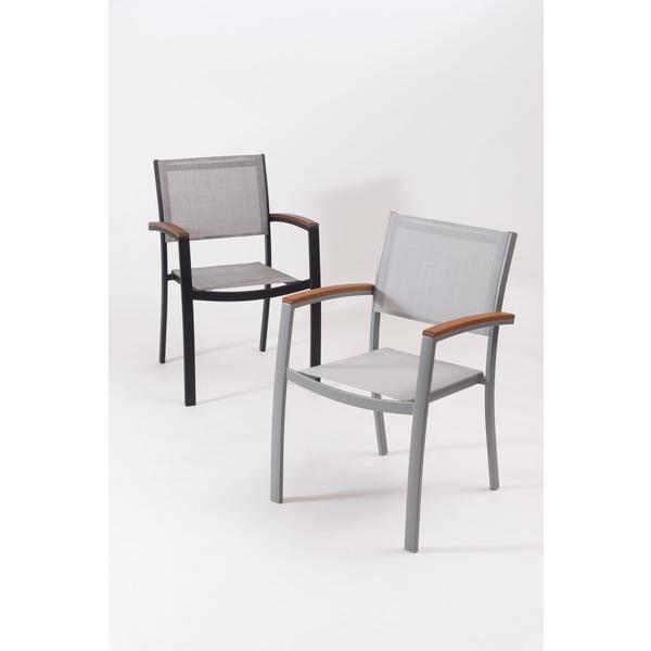 オリー チェア チェア 椅子 屋外 イス ガーデン ベランダ 積み重ね メッシュ生地 天然木 アルミ シンプル おしゃれ かわいい グレー |  | 08