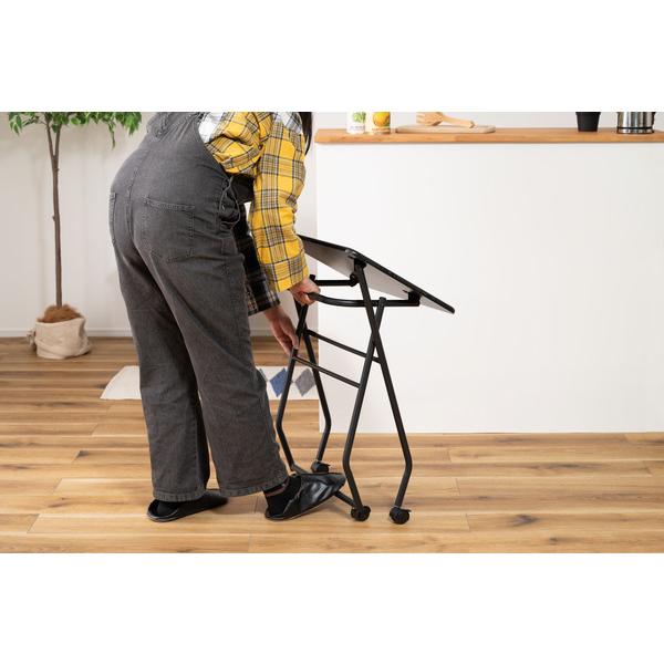 キャスター付フォールディングテーブル 折りたたみ式テーブル ハイテーブル キャスター付き PT-300BK |  | 10