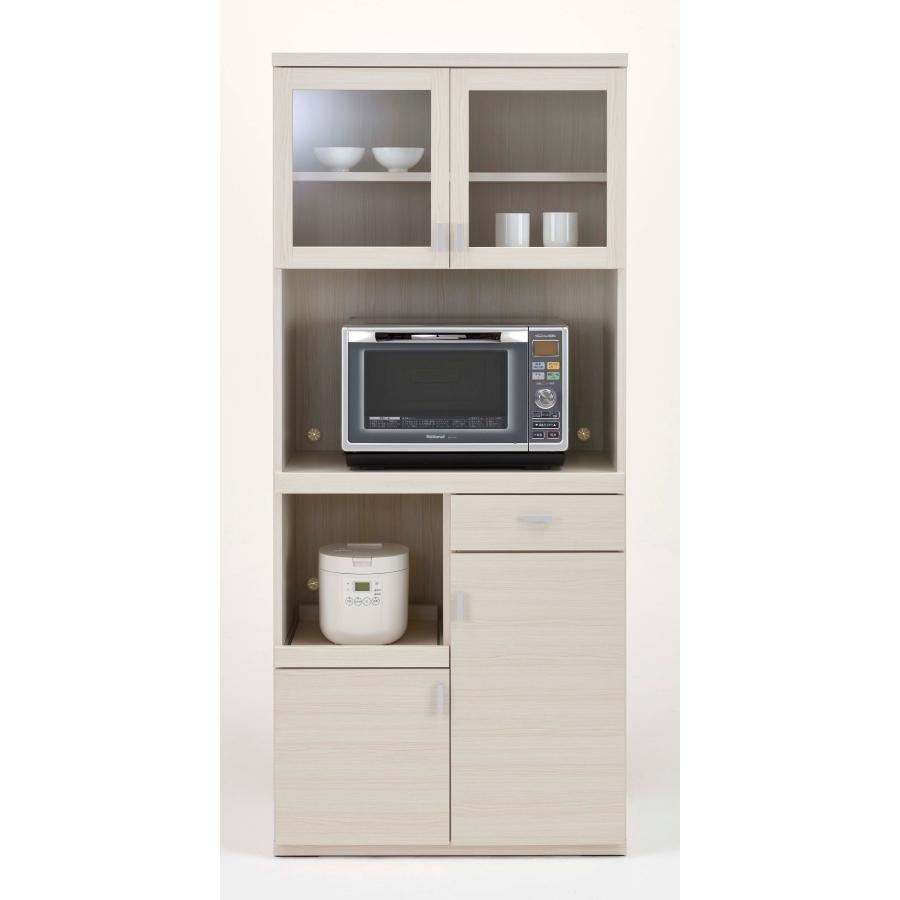 家電ボード 食器棚 家電収納 幅80cm スマートキッチン 完成品 ダイニング 国産 ホワイトウッド色 SKS-81R | 