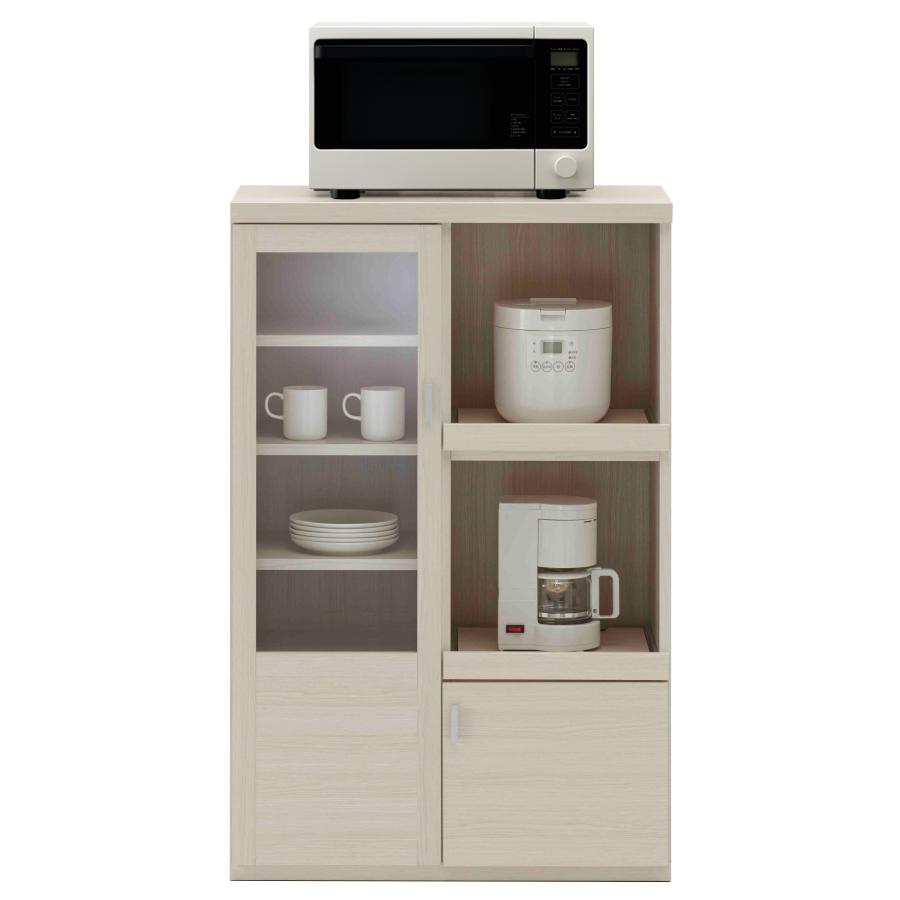 レンジ台 スマートキッチン ハイカウンター 77cm 家電収納 台所家具 食器棚 ダイニング 開き扉 棚 完成品 日本製 SRS-76C | 