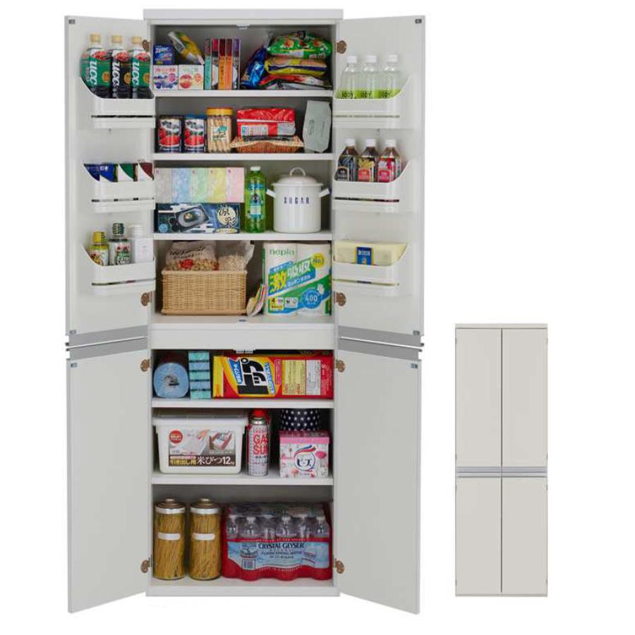 キッチンストッカー 収納庫 ストック収納 開き扉 ポケット付  幅60cm 日本製 完成品 大量収納力 収納棚 収納ラック 食糧庫 SSW-607 | 