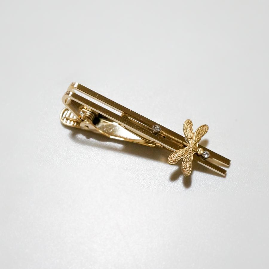 ノンサッチ 宝石を咥えたトンボ スワロフスキー 真鍮 ネクタイピン