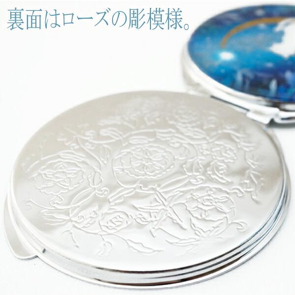名入れ無料 手描き ハンドメイド　コンパクトミラー 丸ミラー くりすたるあーと 猫と月 樹脂　マコズアトリエ M6 |  | 03