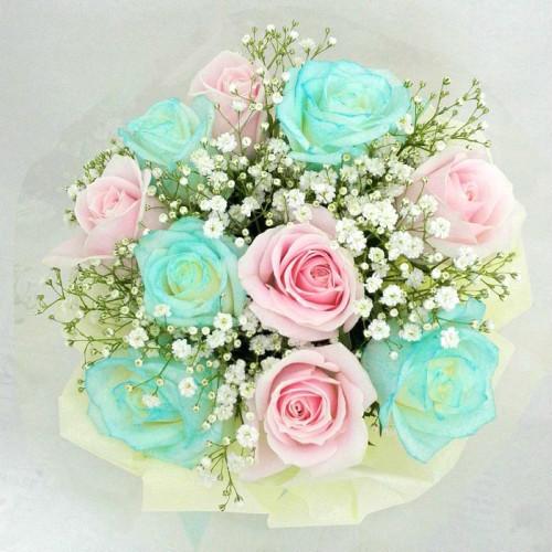 アイスブルー ローズ5本入 ブーケ 送料無料 花束 サファイア婚 水色 ウェディングブーケ 青いバラ 誕生日 プレゼント 生花 男性 父の日 父 ウエディング Aisubulebuke 花ことばヤフー店 通販 Yahoo ショッピング