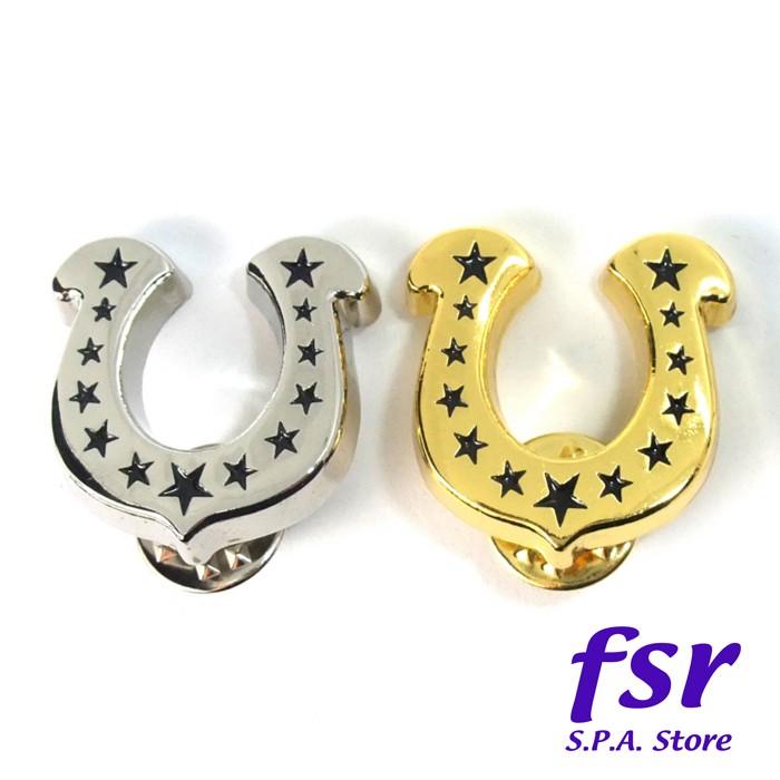 馬蹄モチーフピンバッジ ピンズ ラペルピン バッチ ゴールド 幸運の