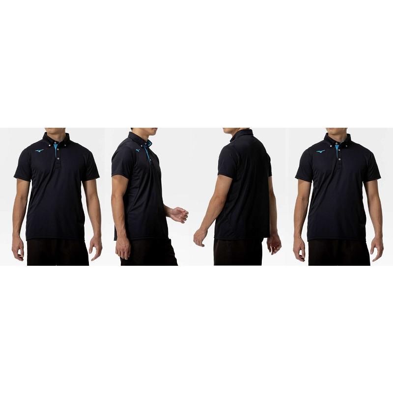 ≪片胸マークと個人名等２カ所付き≫(版代不要）【オプション】バックプリント＜ミズノmizuno＞「ボタンダウンポロシャツ（男女兼用）」32MAC180 | MIZUNO | 02