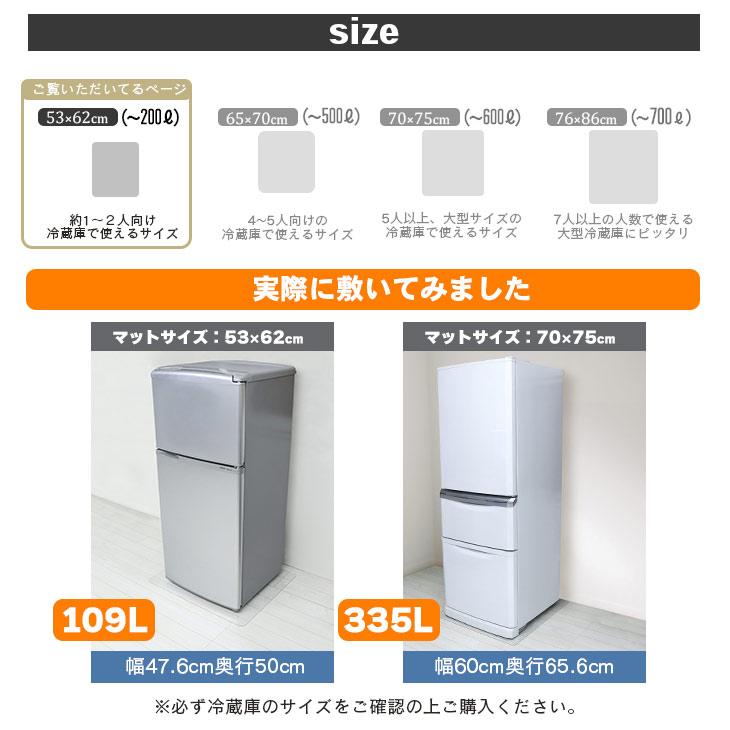 冷蔵庫マット 透明 Sサイズ 53×62cm 下敷き 200L 傷防止マット 