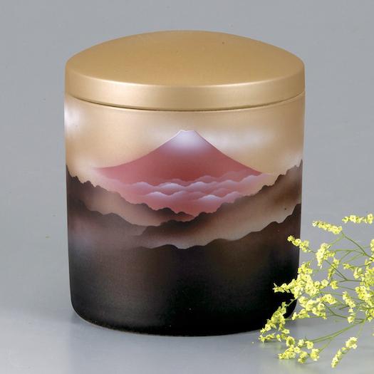 骨壺6寸 高級ネジ付骨壺 吹絵 赤富士  仏具 手元供養 自宅墓 納骨 7寸骨壺　 |  | 03