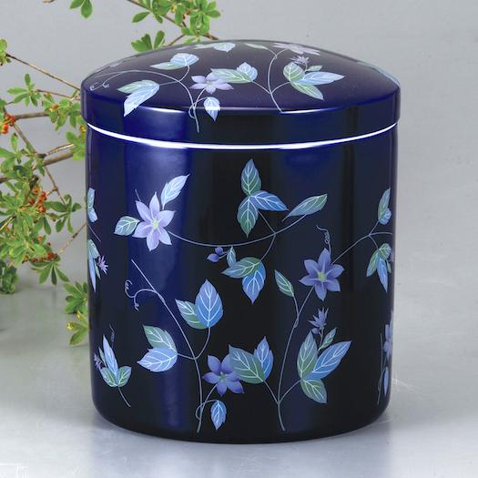 骨壷６寸 ルリ鉄仙唐草（るりてっせんからくさ）大人用骨壺　ネジ蓋　自宅墓　手元供養　仏壇　仏具 |  | 02