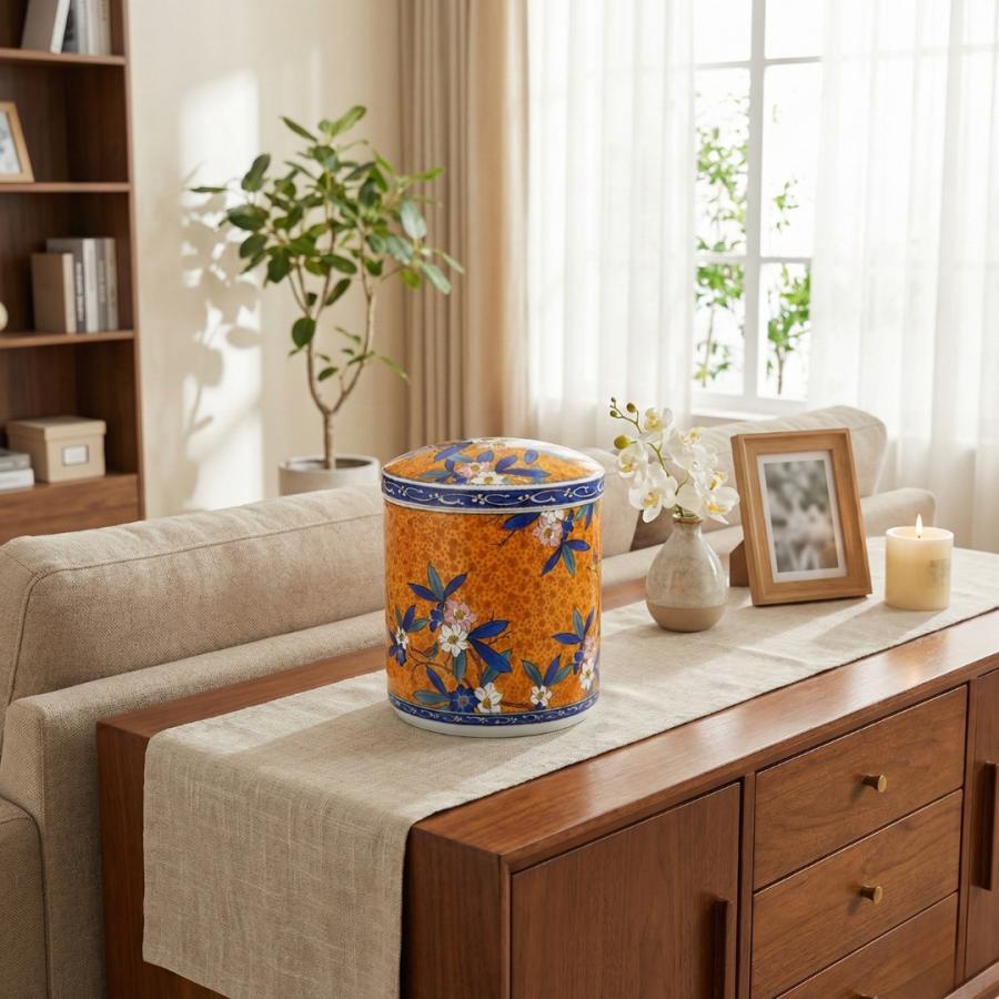 骨壺6寸 九谷風骨壺 ネジ蓋 モダン仏具 自宅墓 手元供養 おしゃれ骨壺 室内骨壺　 |  | 02