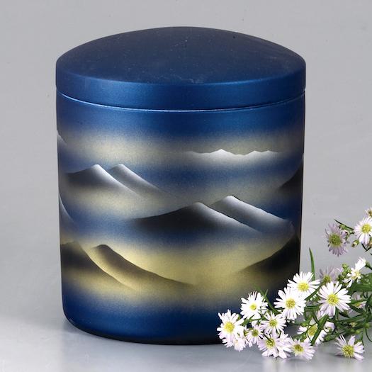 骨壺5寸 高級ネジ付骨壺 吹絵 雲海  仏具 手元供養 自宅墓 納骨 5寸骨壺 |  | 01