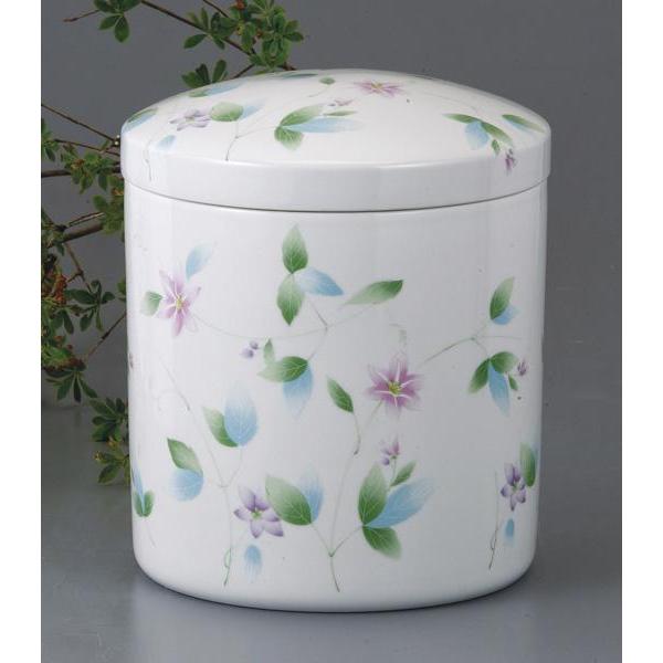 骨壷5寸 白磁鉄仙唐草（はくじてっせんからくさ）大人用骨壺　ネジ蓋　自宅墓　手元供養　仏壇　仏具 |  | 09