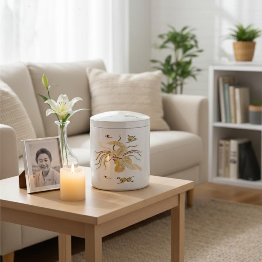 骨壺 サイズ 7寸 白磁鳳凰（ネジ蓋）単品 葬儀 供養用品 供養 7寸骨壺 おしゃれ骨壺 日本製 納骨 葬儀 手元供養 骨壺大 自宅墓 就活 おしゃれ骨壺 骨壺入れ替え |  | 02