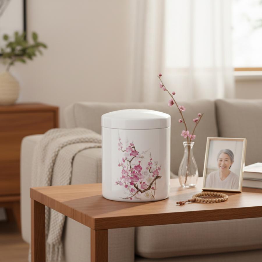 骨壺 サイズ 7寸 骨壺  切立 梅 単品 日本製 自宅供養 葬儀 手元供養 遺骨保管 綺麗 おしゃれ モダン |  | 02