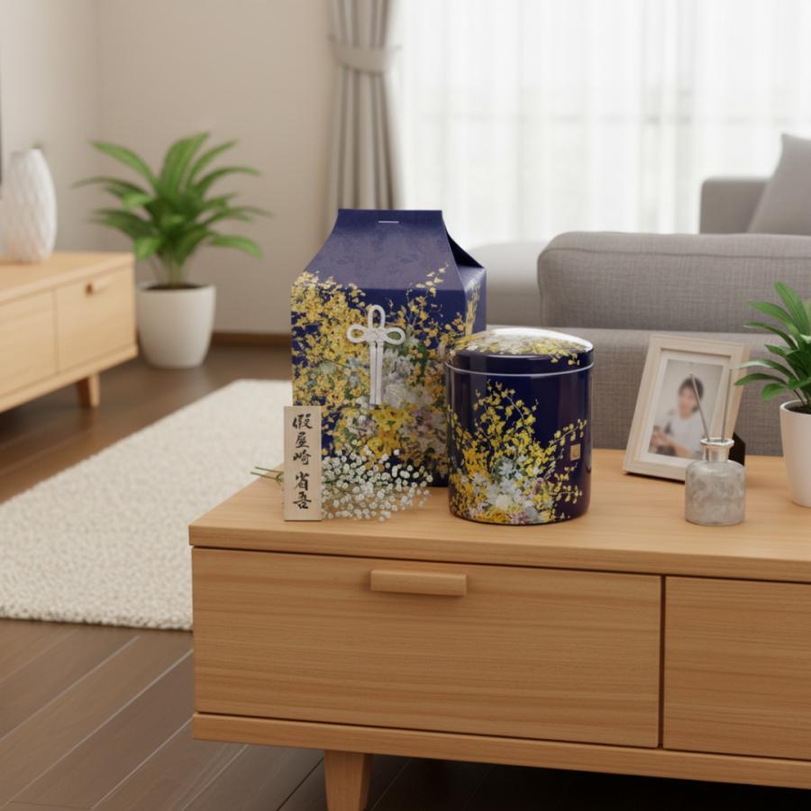 7寸骨壺 桐箱 骨覆 3点セット 假屋崎省吾プロデュース 花筺/群雀蘭