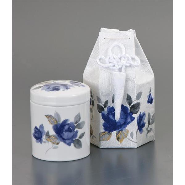 ミニ骨壺 2.5寸 ローズブルー ミニ骨壺と分骨袋のセット 国産日本製 手元供養 分骨 自宅供養 自宅墓 |  | 01