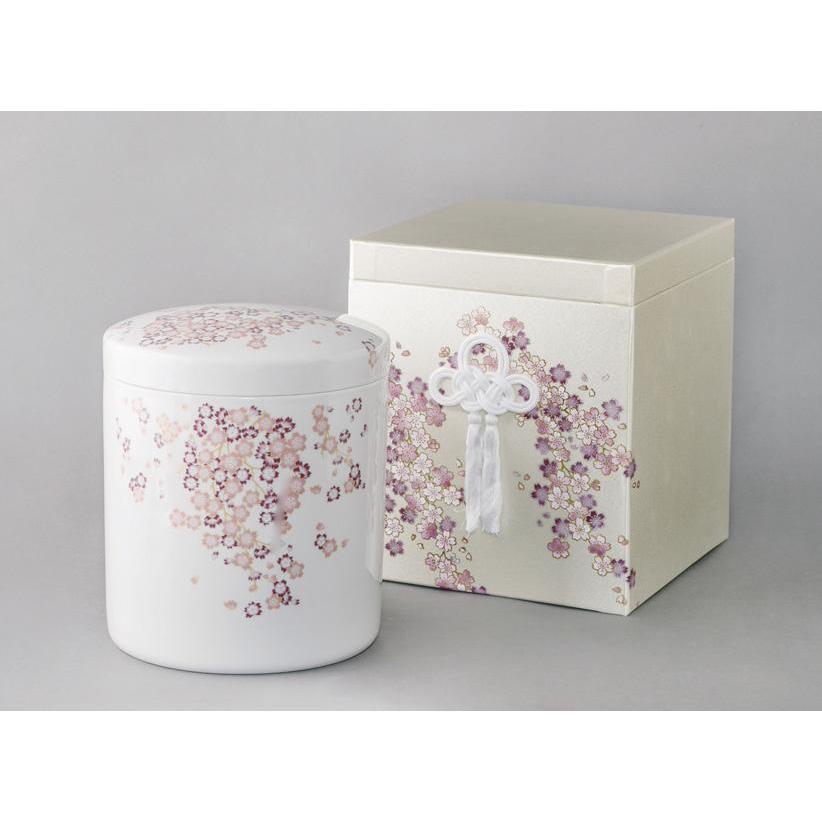 7寸 骨壺 & 貼箱 2点セット 白みやび桜 7寸骨壺 骨箱 骨壺箱 自宅供養