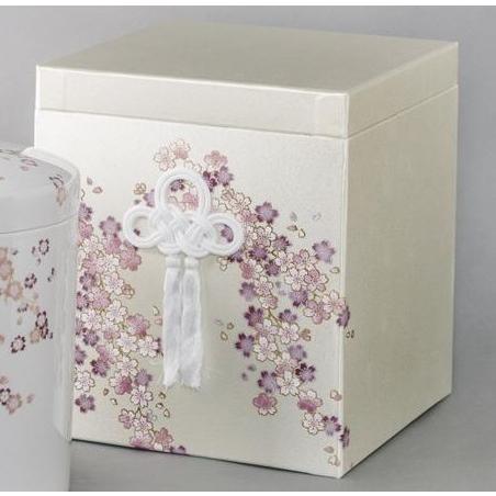 4寸 骨壺 & 貼箱 2点セット 白みやび桜 4寸骨壺 貼箱 骨箱 骨壺箱 自宅供養 葬儀 手元供養 遺骨保管 |  | 02