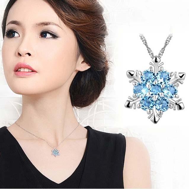 ネックレス ニッケルフリー 大人気 雪の結晶 アクアマリン シルバー 新しいブランド 上品 大人 ジュエリー アクセサリー 可愛い