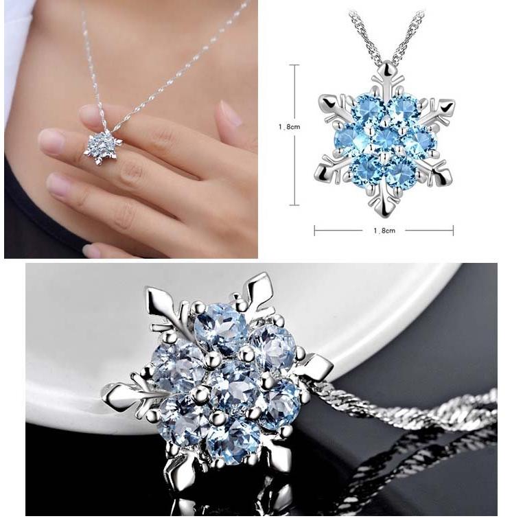 ネックレス ニッケルフリー 大人気 雪の結晶 アクアマリン シルバー ネックレス アクセサリー ジュエリー 上品 大人 可愛い |  | 02