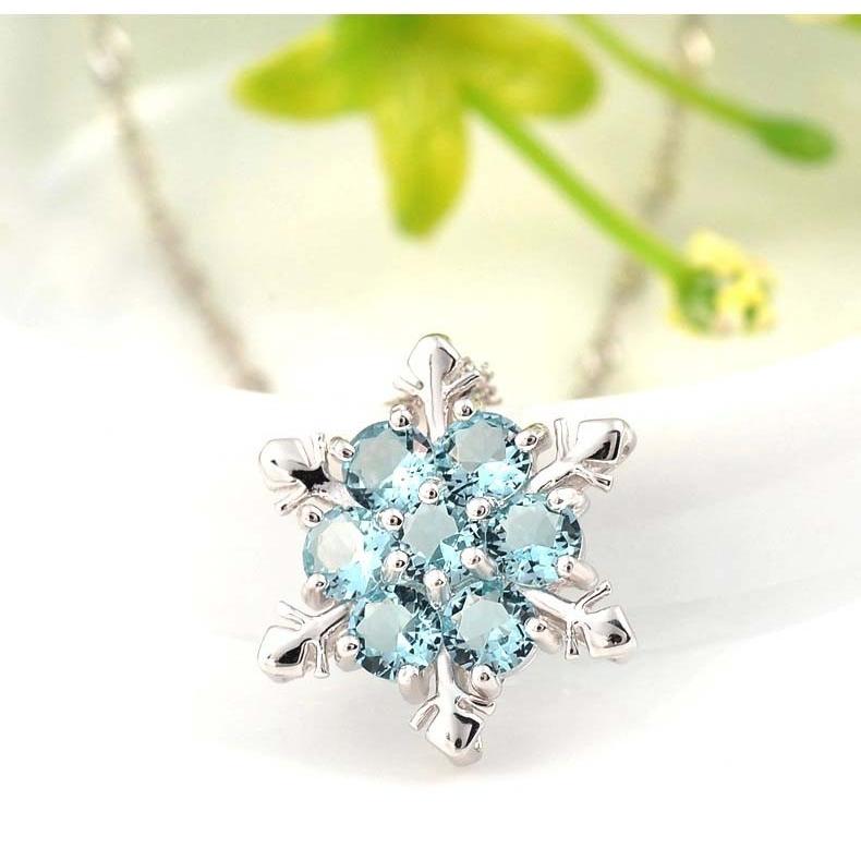 ネックレス ニッケルフリー 大人気 雪の結晶 アクアマリン シルバー