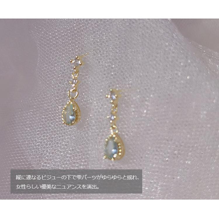 ピアス レディースグ 金属アレルギー対応 ドロップ 雫 しずく 水色 3月