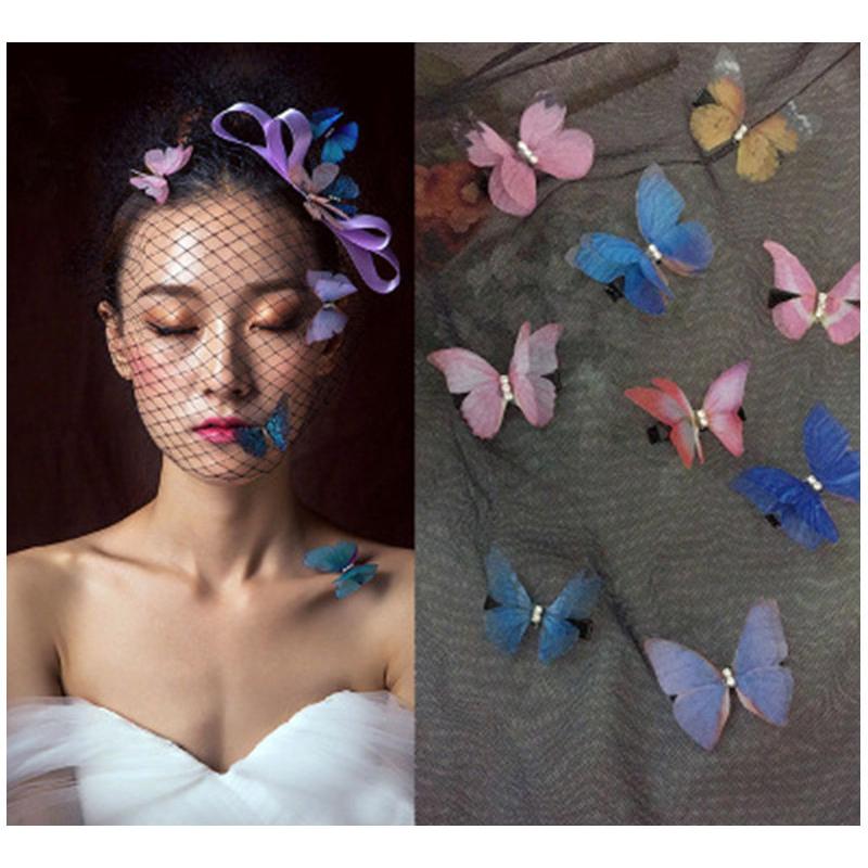 パールつきレース蝶々 ベビーヘアクリップ ヘアピン ヘアゴム 蝶 パステル 蝶々ヘアクリップ♡ベビーヘアクリップ♡ 刺繍♡バタフライ