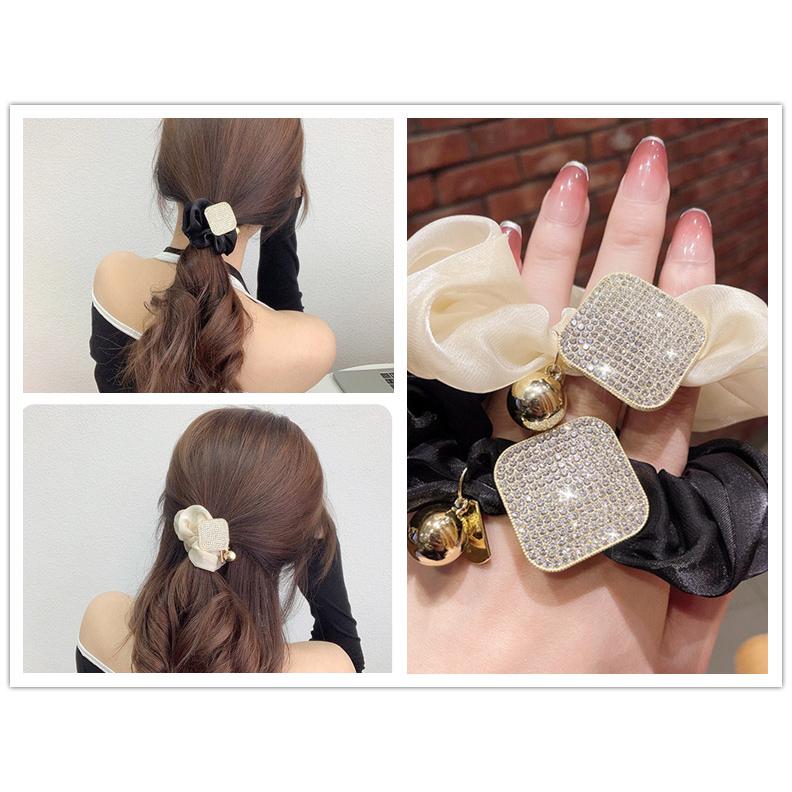 ヘアゴム シュシュ ヘアアクセサリー CZダイヤプレート