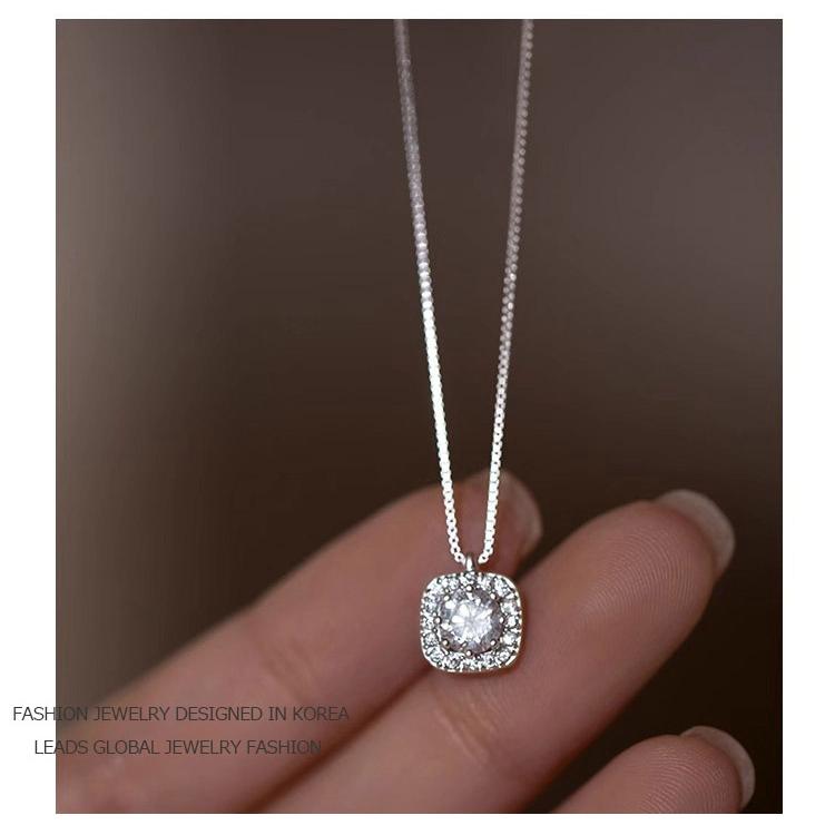 ネックレス レディース 一粒 CZダイヤモンド 小ぶり 四角 豪華 ニッケルフリー プラチナコーティング ジュエリー 上品 大人 可愛い 人気 ポイント消化 爆買 |  | 02