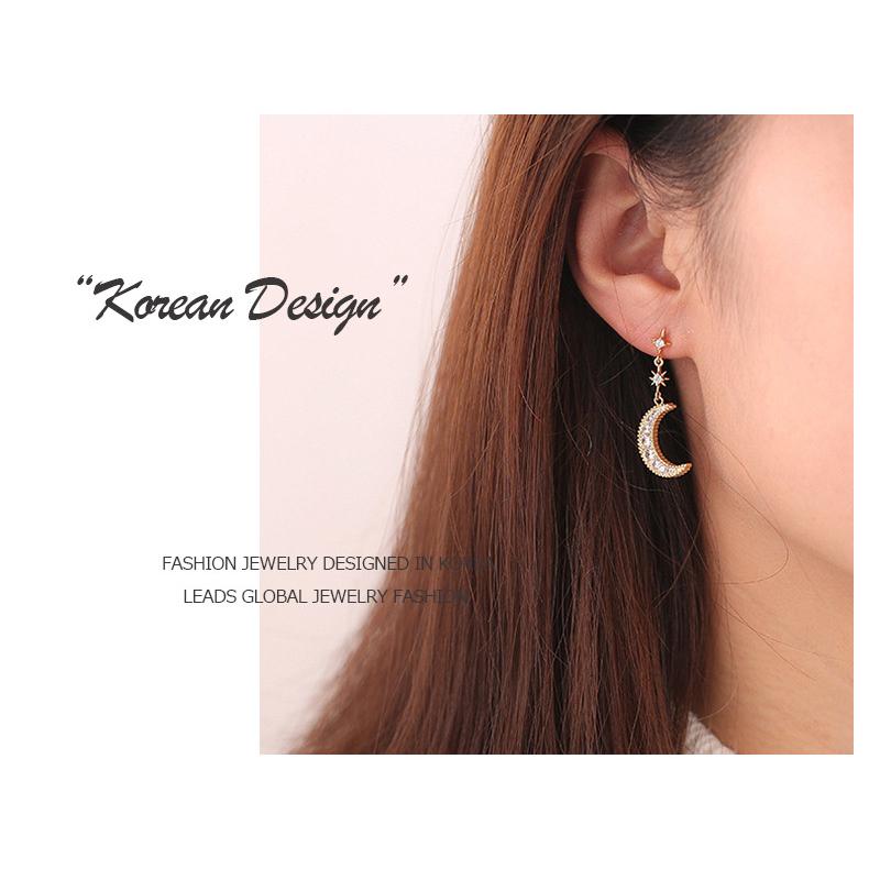 ピアス 18金 仕上げ CZダイヤ 星月 モチーフ レディース 揺れる アレルギー対応 ポイント消化 アシンメトリー 誕生日 母 プレゼント |  | 04