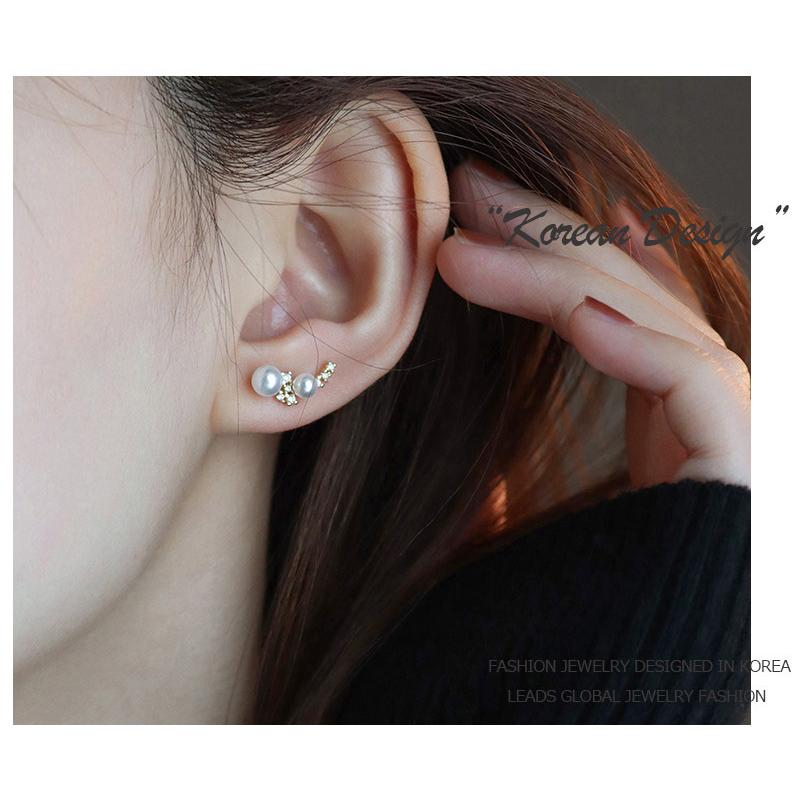 ピアス レディース 18金仕上げ パール CZダイヤ アレルギー対応 誕生日 彼女 記念日 プレゼント ギフト 韓国ファッション |  | 01