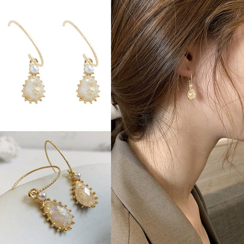 ピアス レディース 18金 仕上げ 韓流 雫 パール 揺れる フープピアス アレルギー対応 ポイント消化 母の日 芸能人愛用