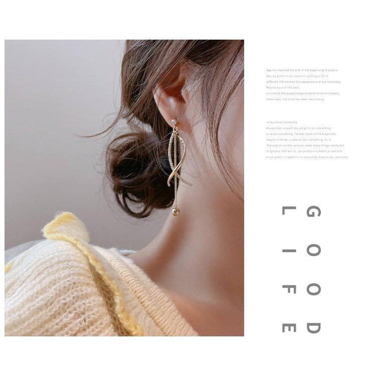 ピアス 18金 仕上げ CZダイヤ 揺れる タッセル 韓国ファッション アレルギー対応 ポイント消化 誕生日 母の日 プレゼント |  | 03
