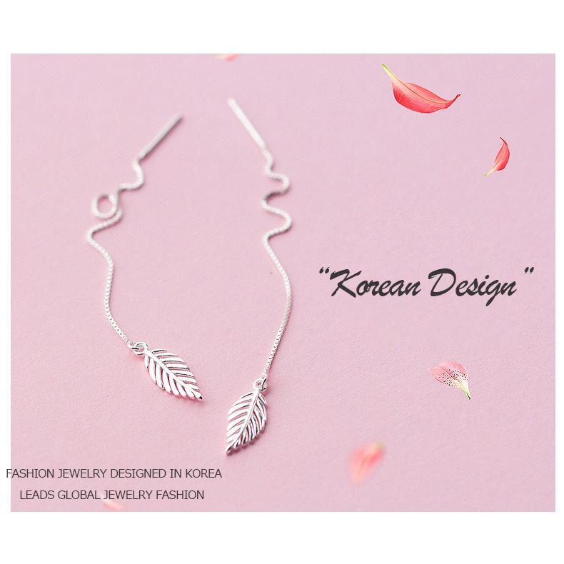 ピアス レディース アメリカンピアス リーフ 葉っぱ フェザー 羽 揺れる ロング チェーン シルバー アレルギー対応 上品 韓国ファッション |  | 02