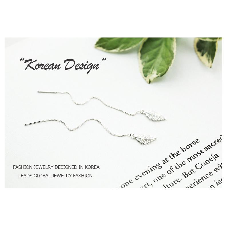 ピアス レディース アメリカンピアス リーフ 葉っぱ フェザー 羽 揺れる ロング チェーン シルバー アレルギー対応 上品 韓国ファッション |  | 04
