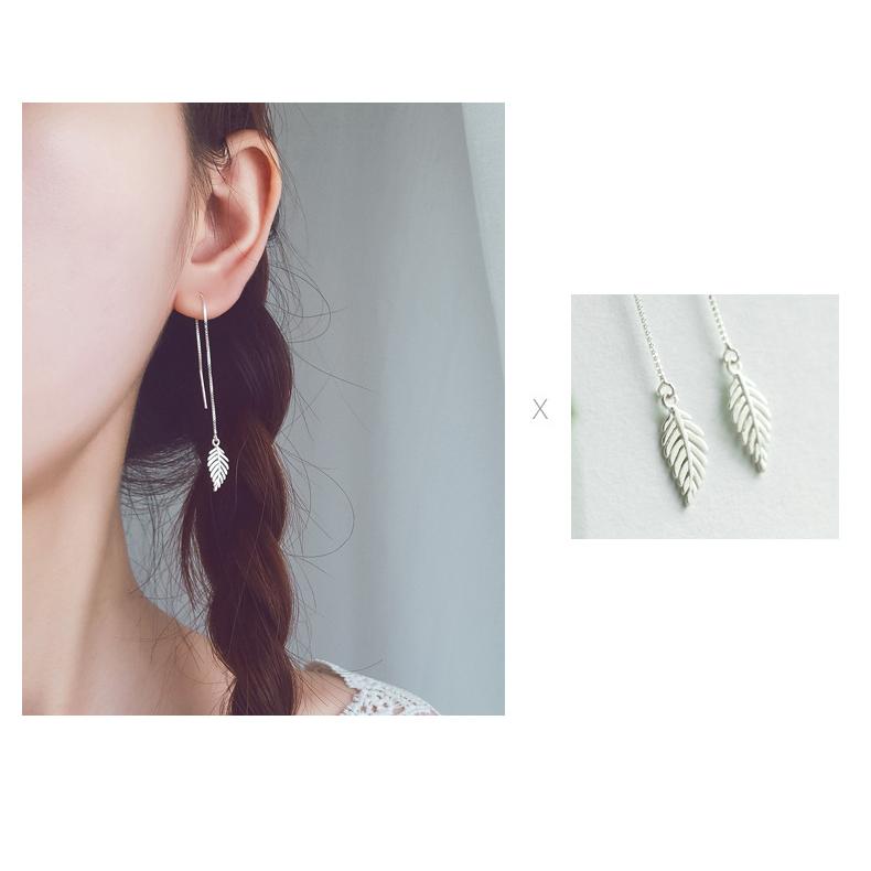 ピアス レディース アメリカンピアス リーフ 葉っぱ フェザー 羽 揺れる ロング チェーン シルバー アレルギー対応 上品 韓国ファッション |  | 06