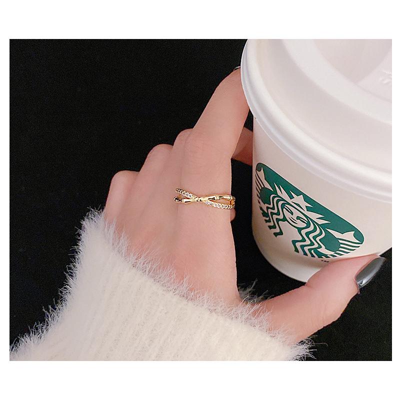 指輪 レディース リング CZダイヤ 金属アレルギー対応 K18コーティング ゴールド 交差デザイン 誕生日 プレゼント |  | 01