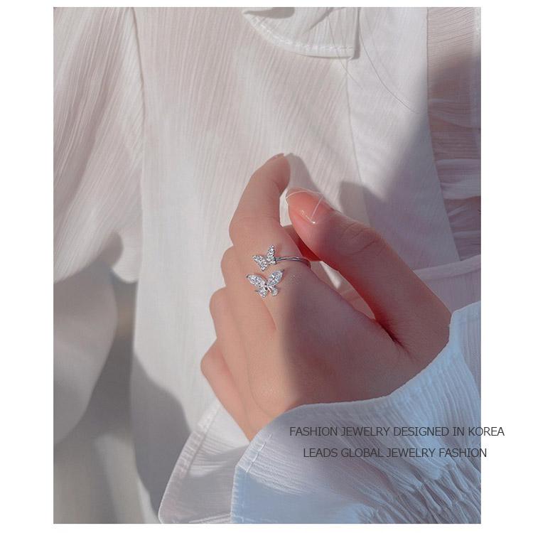 指輪 リング レディース 蝶々 バタフライ CZダイヤ 金属アレルギー対応