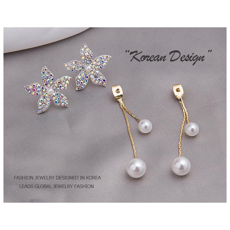 ピアス レディース 花 フラワー オーロラ 揺れる バックキャッチ 2Way
