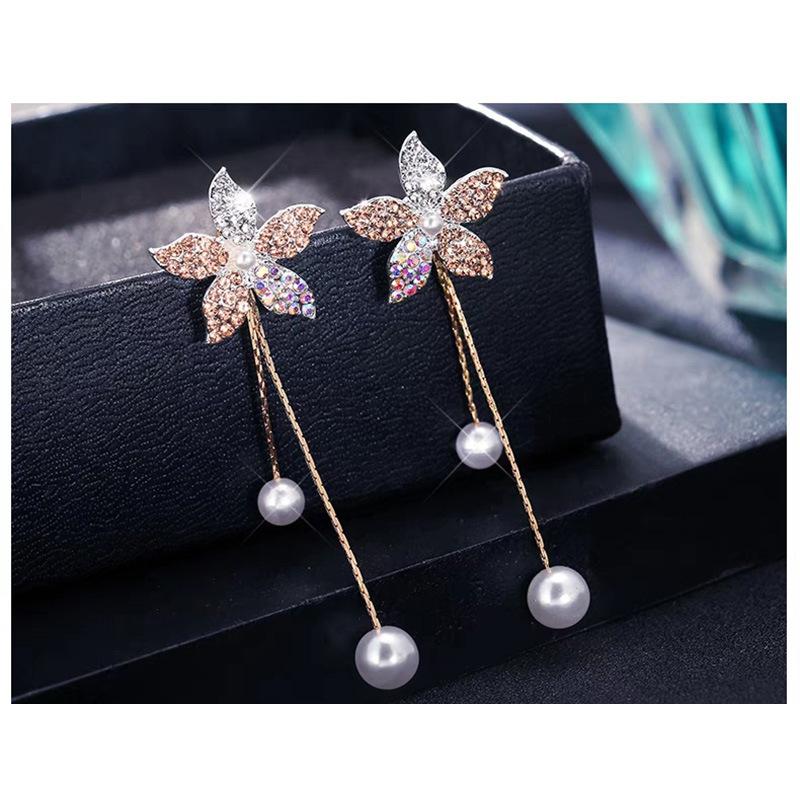 ピアス レディース 花 フラワー オーロラ 揺れる バックキャッチ 2Way
