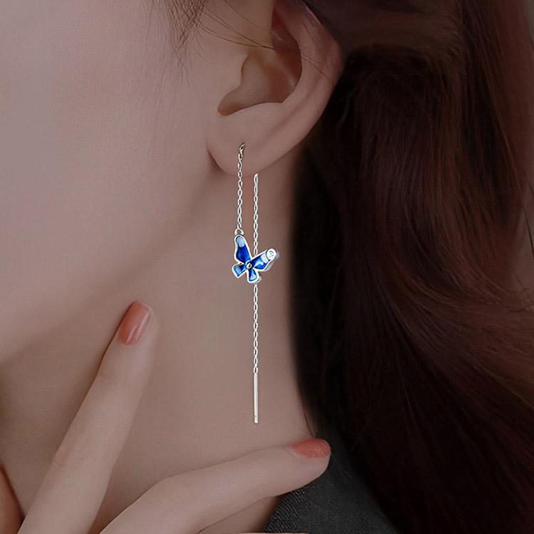 ピアス 蝶々 アメリカンピアス チェーンピアス レディース 揺れる 小ぶり 可愛い シンプル 大人 おしゃれ プレゼント 金属アレルギー対応 ロングピアス 爆買 | 