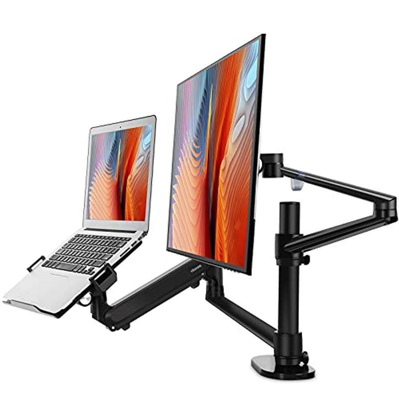 8673円 最大96 Offクーポン Viozonモニター ラップトップマウント 2 In 1調整可能デュアルモニターアーム デスクスタンド ラップトップトレイ付きシングルガスス