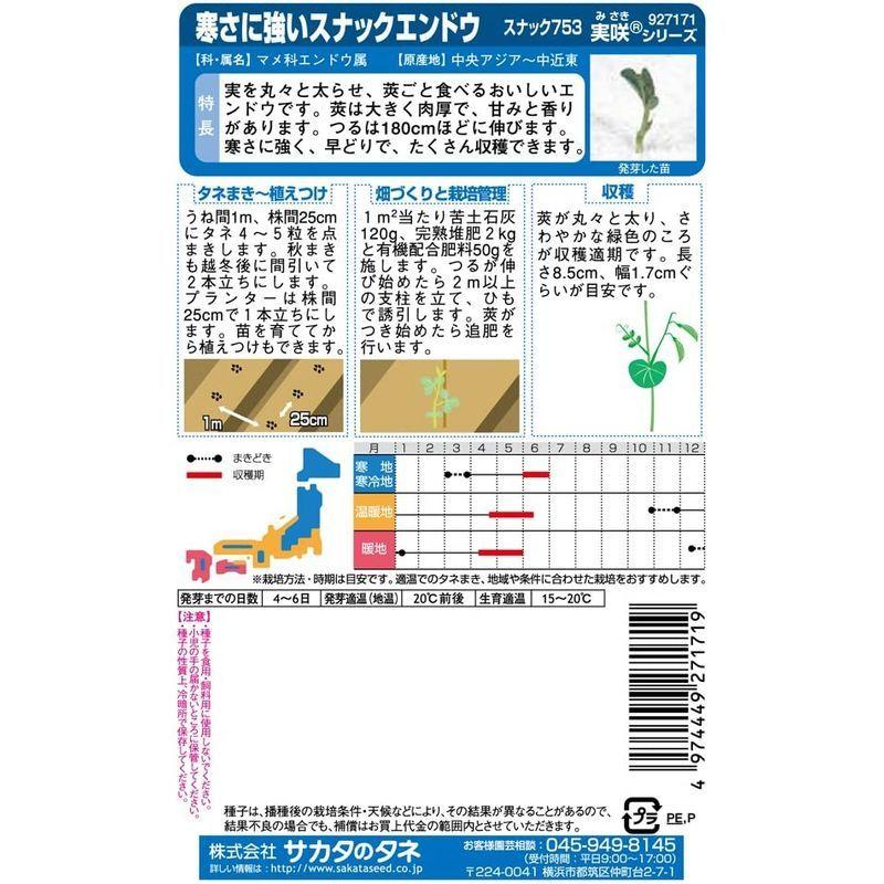 売れ筋商品 サカタのタネ 実咲野菜7171 寒さに強いスナックエンドウ スナック753 Mwh Gov Jm