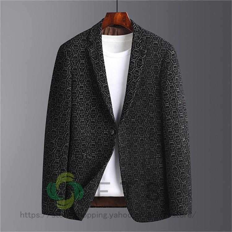 テーラードジャケット メンズ 総柄 ブレザー スリム 紳士服 秋冬 新作 ビジネス カジュアル 想像を超えての