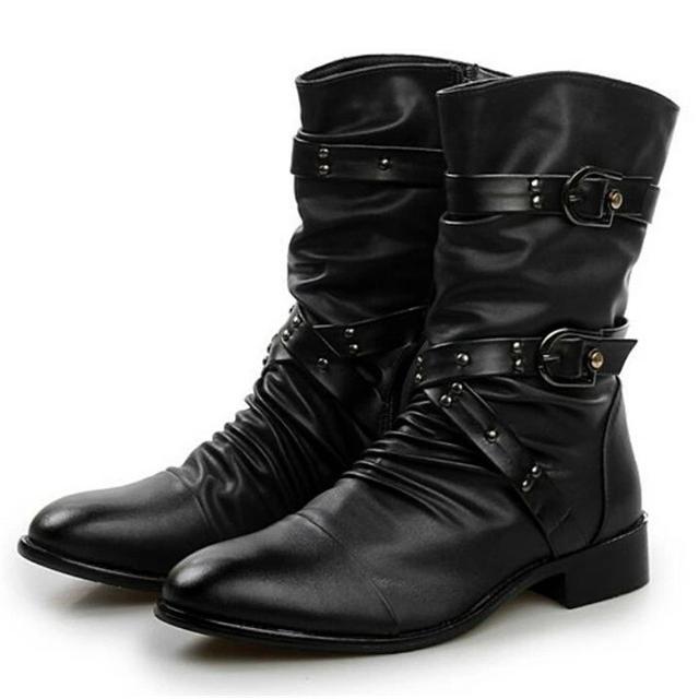 革靴 合皮フェイクレザードレープブーツ メンズブーツ エンジニアブーツ メンズ ロングブーツ クロースベルト ブーツ メンズ Yh581 Fts ストア 通販 Yahoo ショッピング