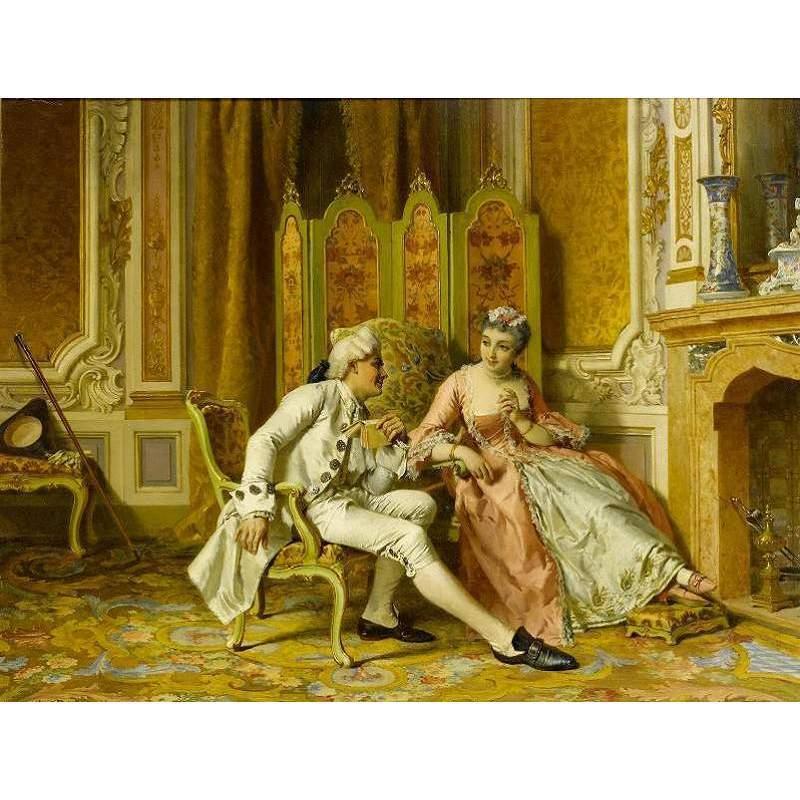 ロココ調ゴールドダブルフレーム 貴族額絵 ファブリック印刷 246S