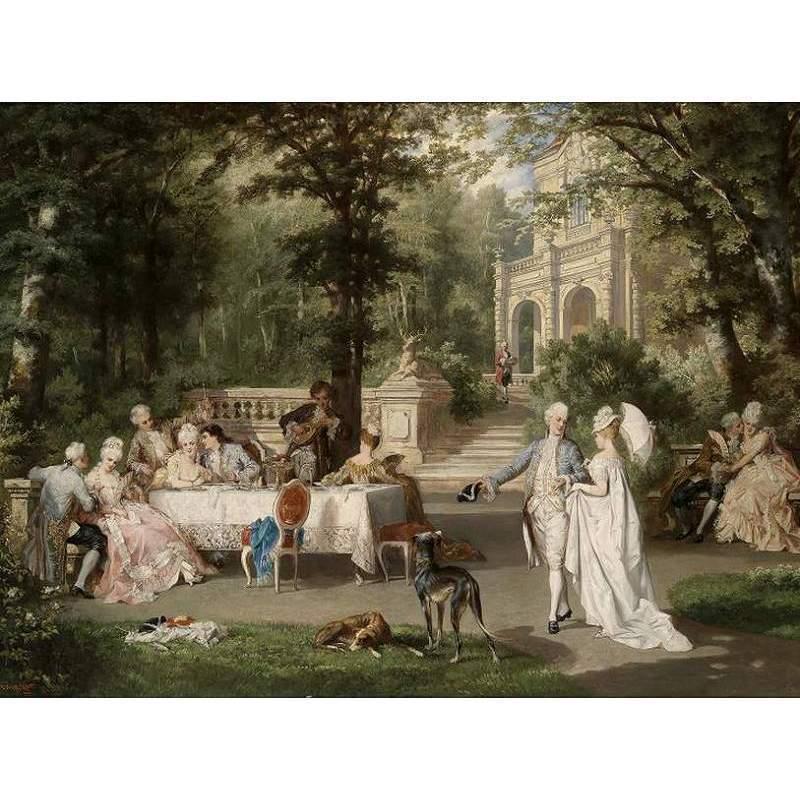 ロココ調ゴールドダブルフレーム 貴族額絵 ファブリック印刷 336S