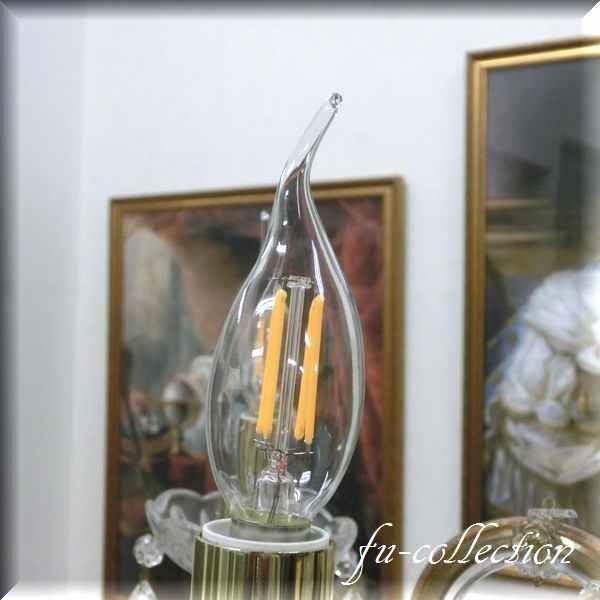 クリスタルシャンデリア 15灯 クリア/ゴールド LEDキャンドル型4W電球